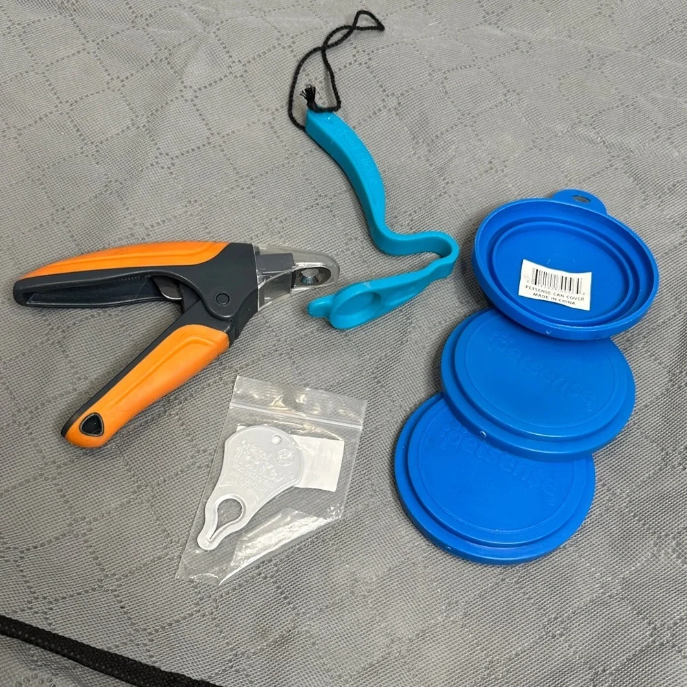 Dog Essentials Bundle Set Nail Clippers Tick Remover Treat Flicker Can Covers x3